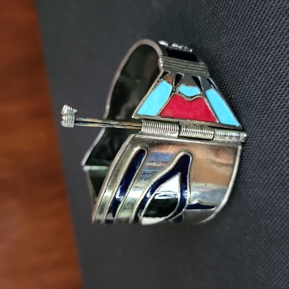 EYE OF HORUS VINTAGE silver pin closure bracelet - Picture 8 of 9